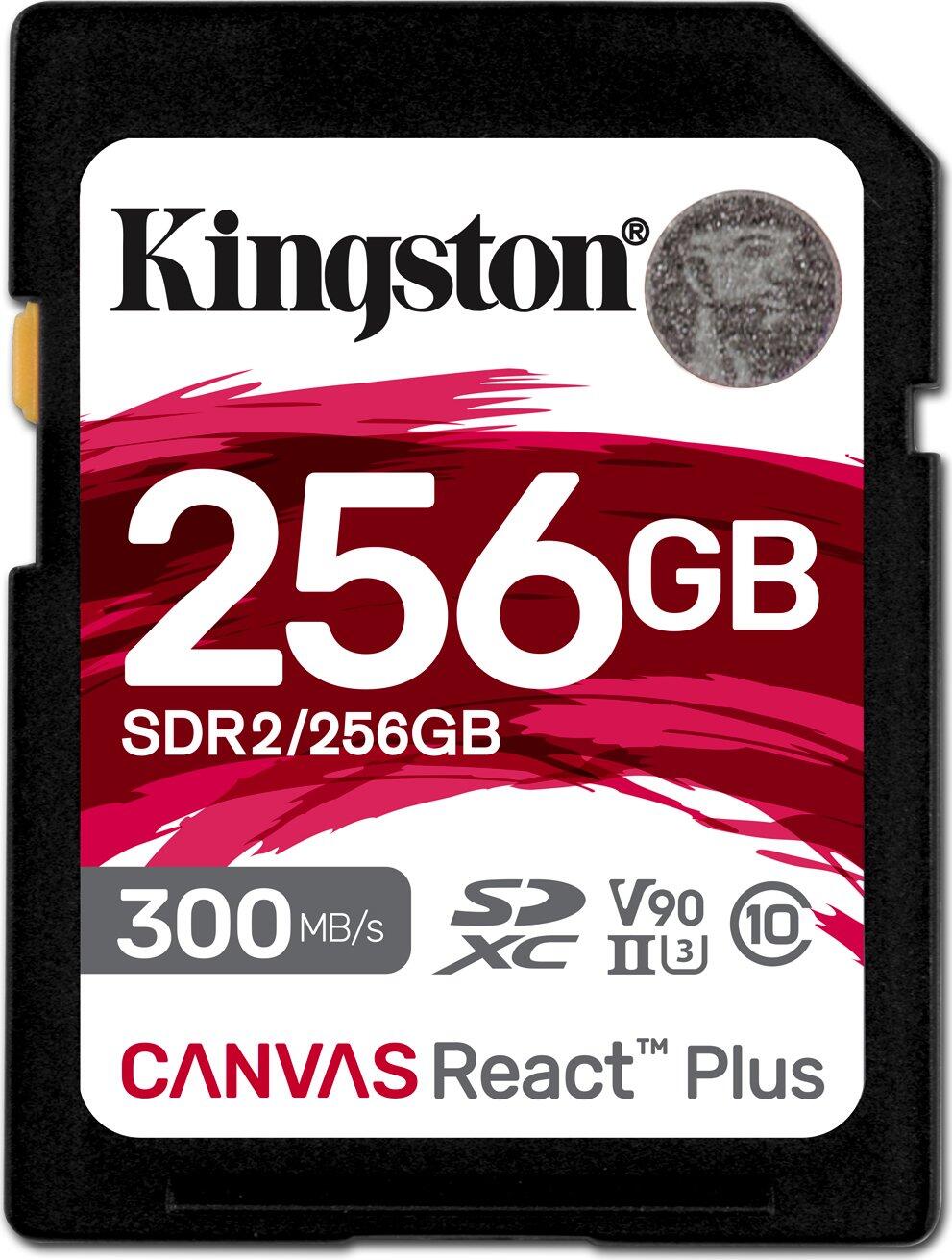 Kingston Canvas React Plus - 256GBR300/W260 SDXC, UHS-II U3, Class 10, UHS Video Speed Class 90 - V90