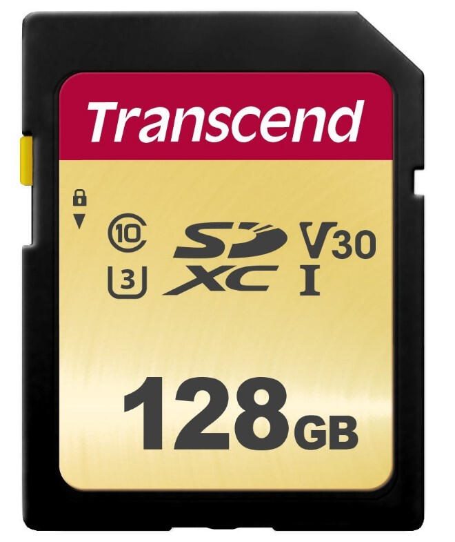 Carte mémoire Transcend SDC500S SDXC 128 Go - Carte SD, UHS-I, Classe 3 (U3), Noir