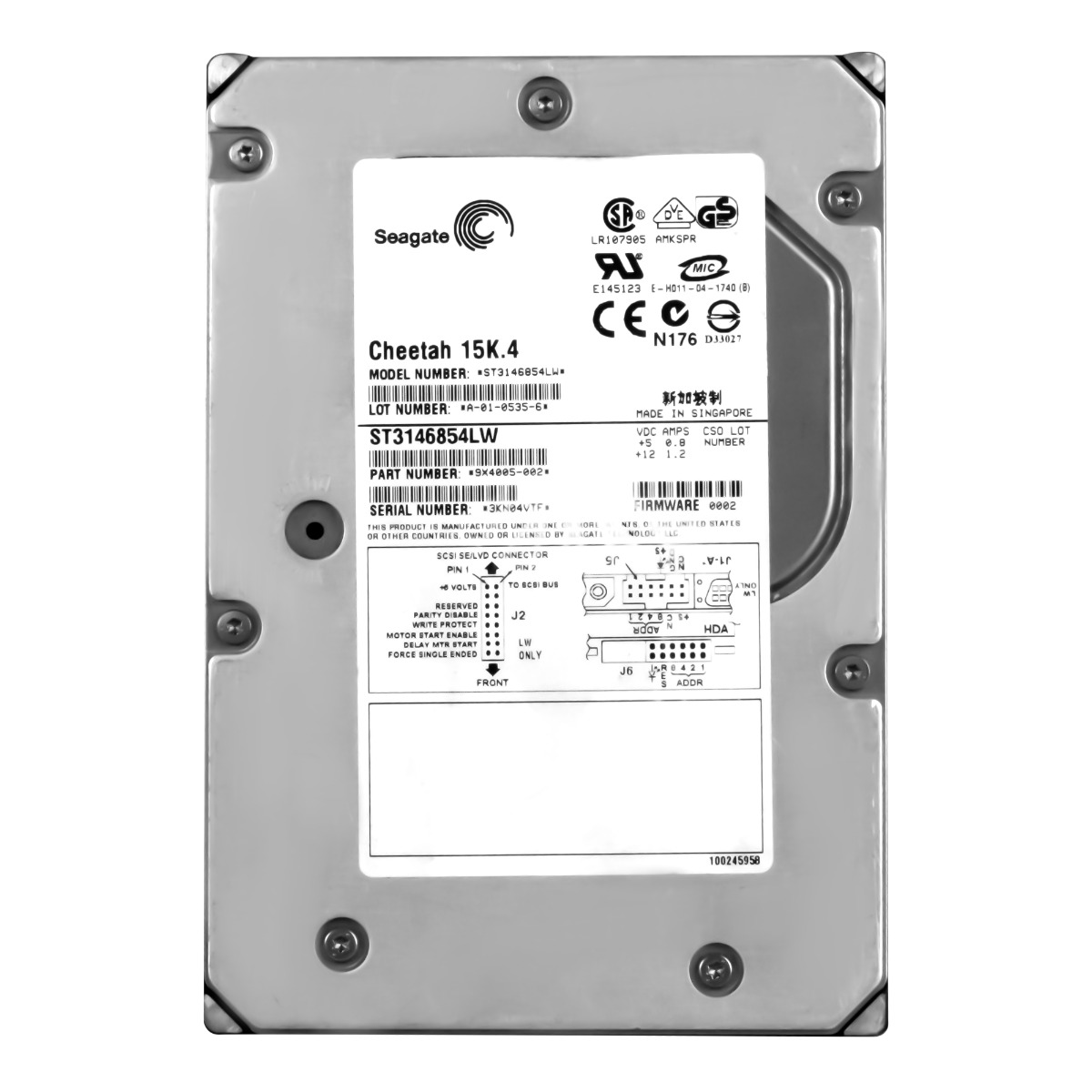 SEAGATE CHEETAH 15K.4 146 Go 15K 8 Mo SCSI U320 3,5'' ST3146854LW