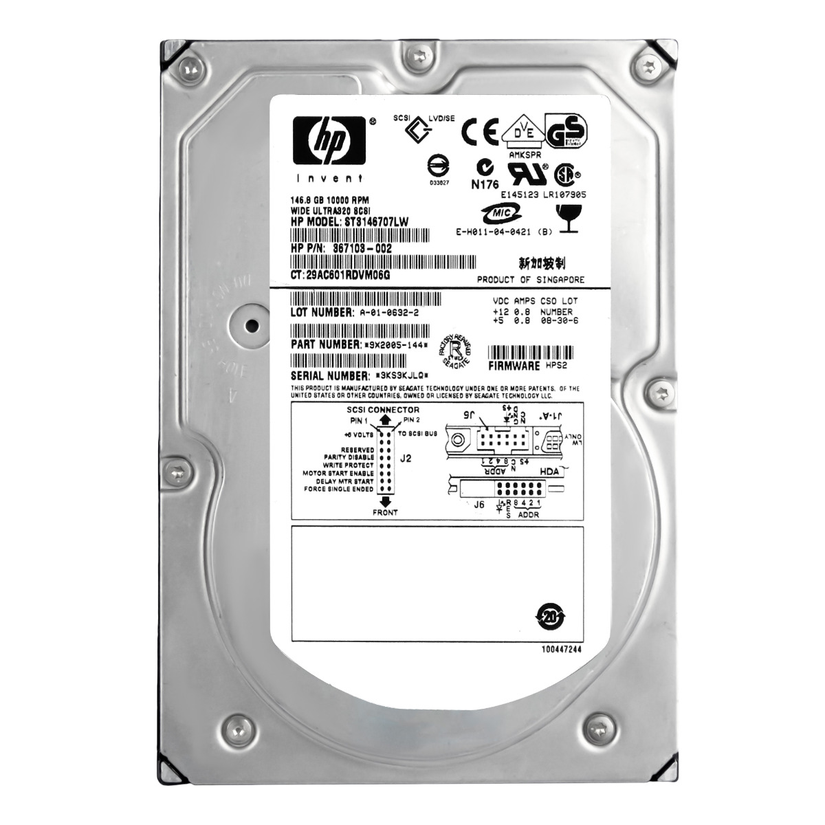 HP 367103-002 146 Go 10K SCSI U320 3,5'' ST3146707LW