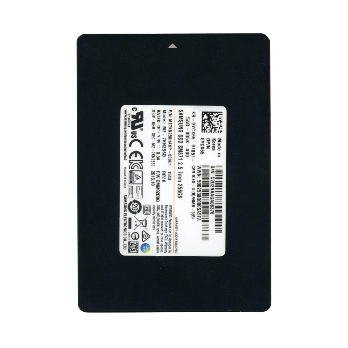 SAMSUNG SM871 256GB MLC SATA III 2.5'' MZ-7KN256D 0YCX65