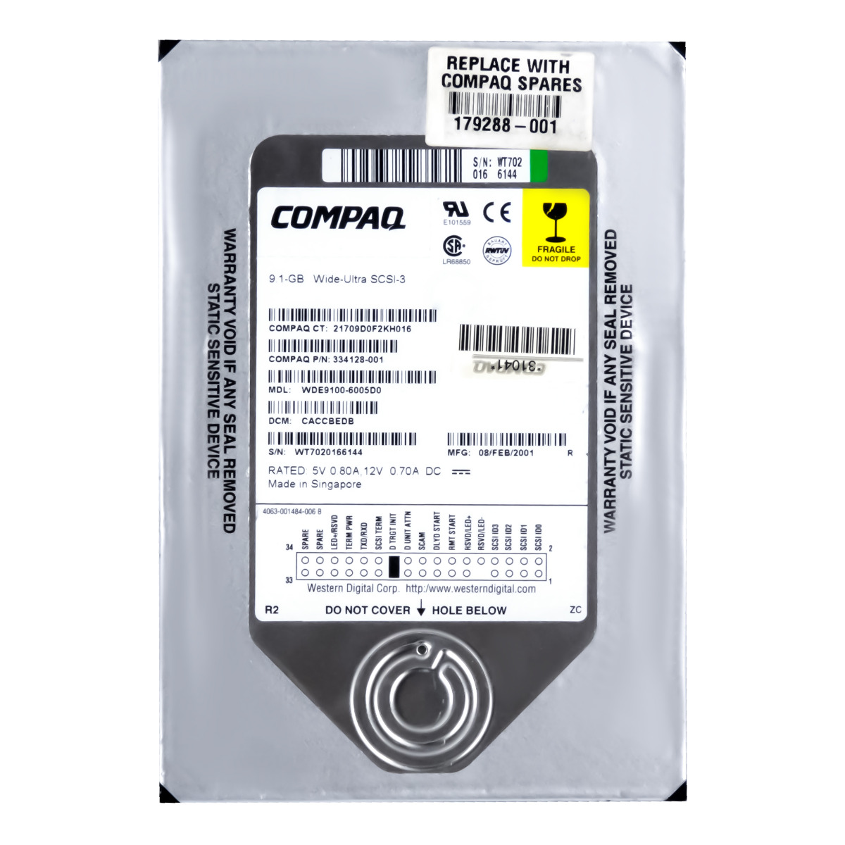 COMPAQ 334128-001 9,1 Go 7,2K SCSI ULTRA2 3,5'' WDE9100-6005D0