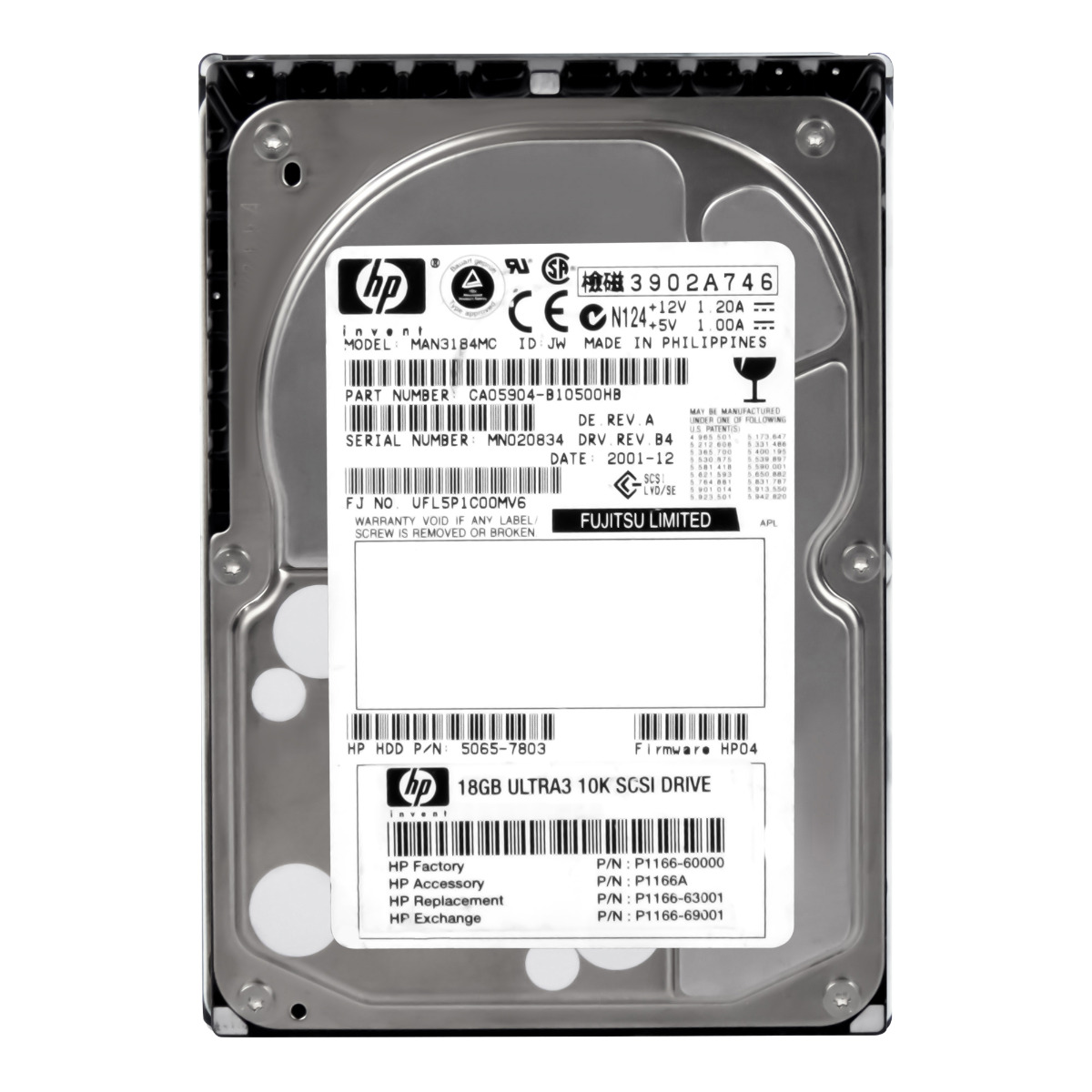 HP 5065-7803 18,2 Go 10K 8 Mo SCSI U160 3,5'' MAN3184MC