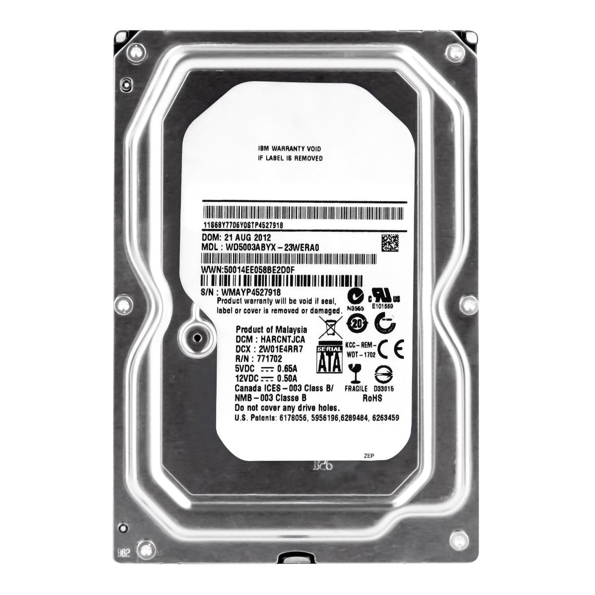 IBM 500GB 7.2K 64MB SATA II 3.5'' WD5003ABYX-23WERA0