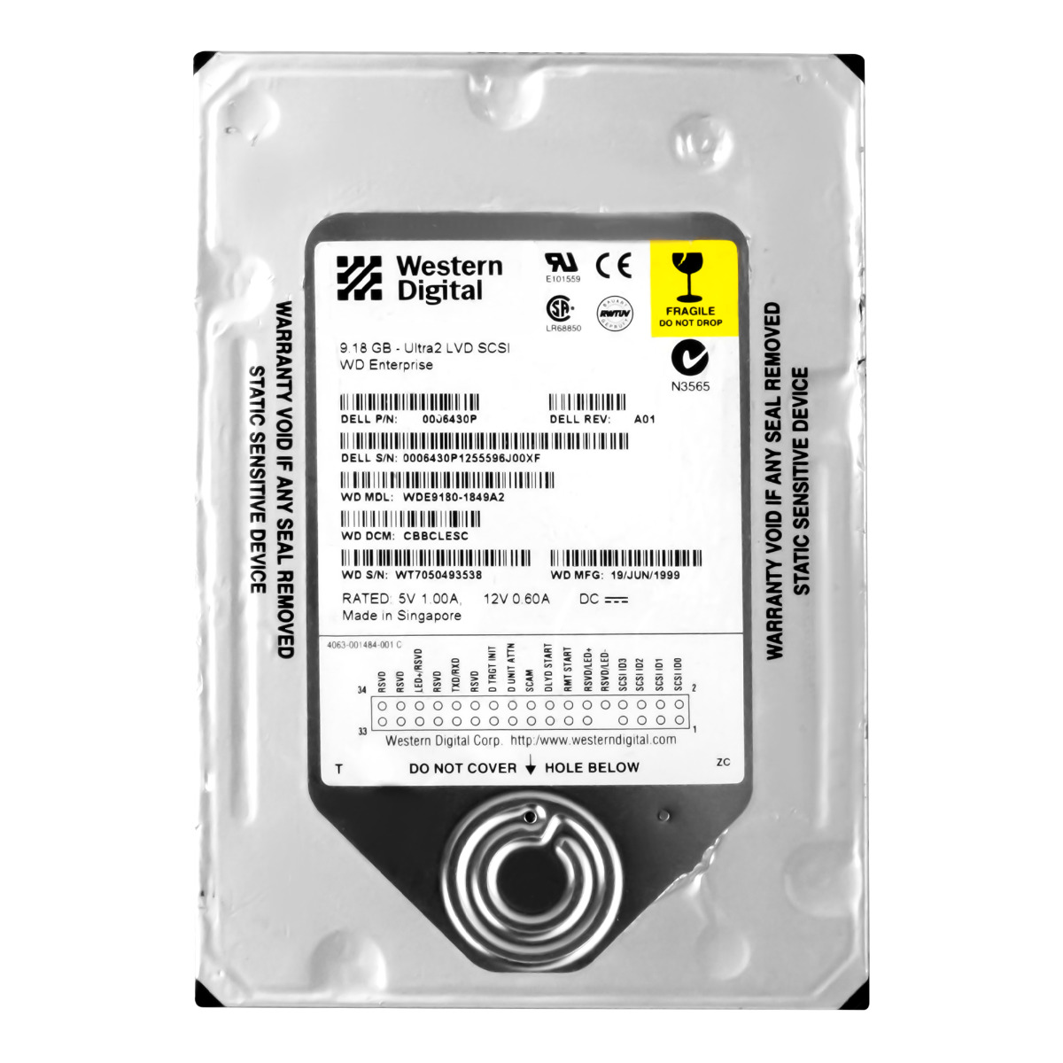 DELL 0006430P 9,18 Go 7,2K 2 Mo SCSI Ultra2 3,5'' WDE9180-1849A2