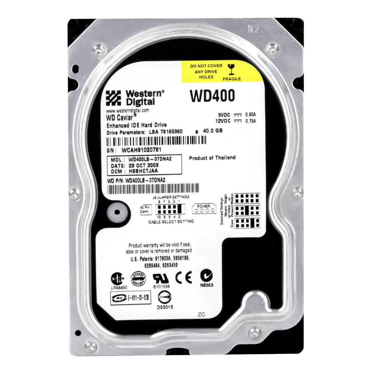 WD Caviar 40 Go 7,2K 2 Mo ATA 3,5'' WD400LB