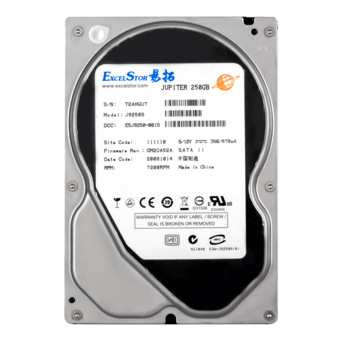 EXCELSTOR JUPITER 250GB 7.2K 8MB SATA II 3.5'' J9250S