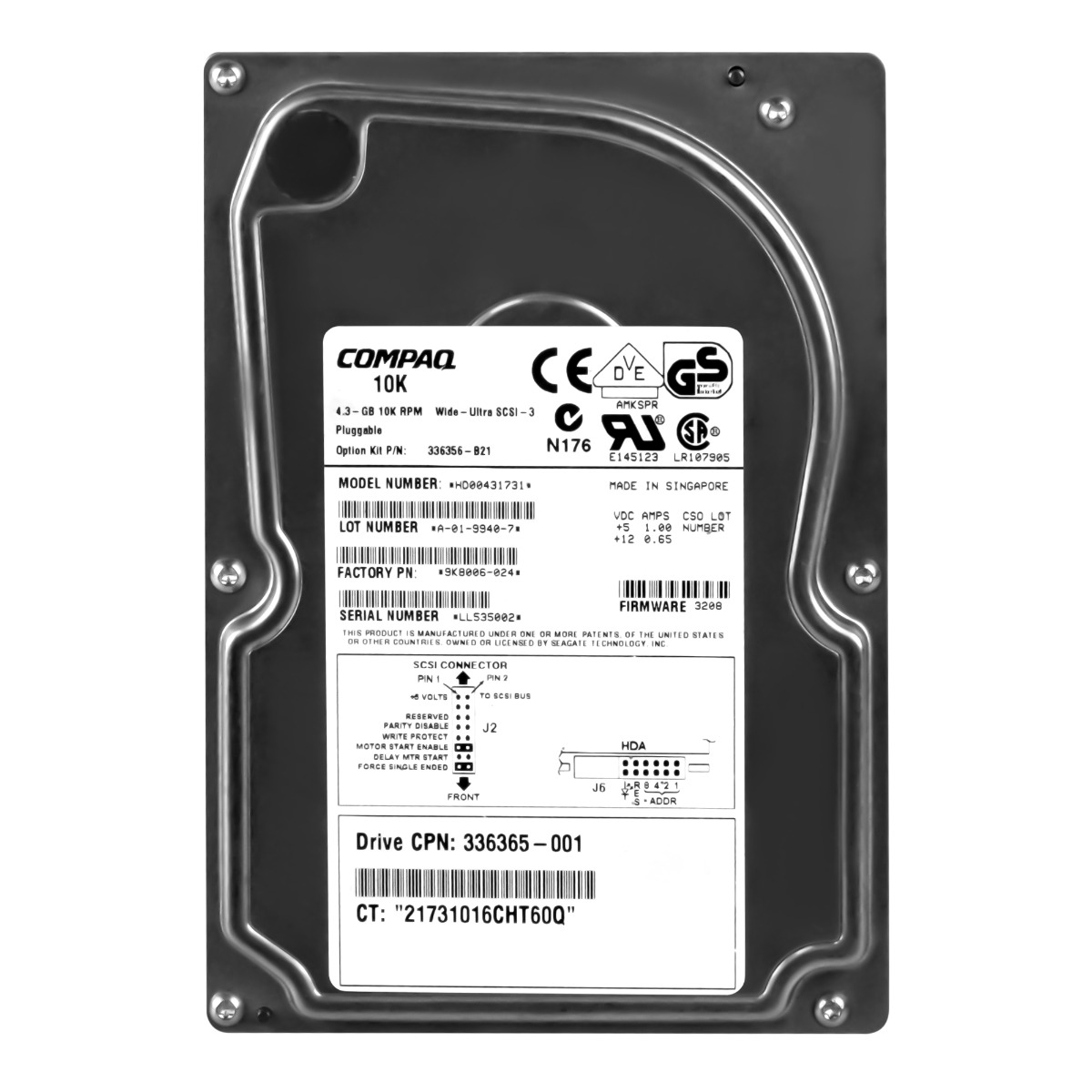 COMPAQ 336365-001 4,3 Go 10K SCSI U160 3,5'' HD00431731