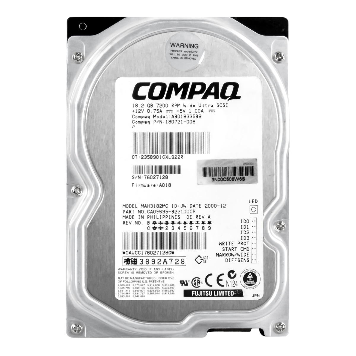 COMPAQ 180721-006 18,2 Go 7 200 tr/min SCSI U160 3,5'' AB018335B9