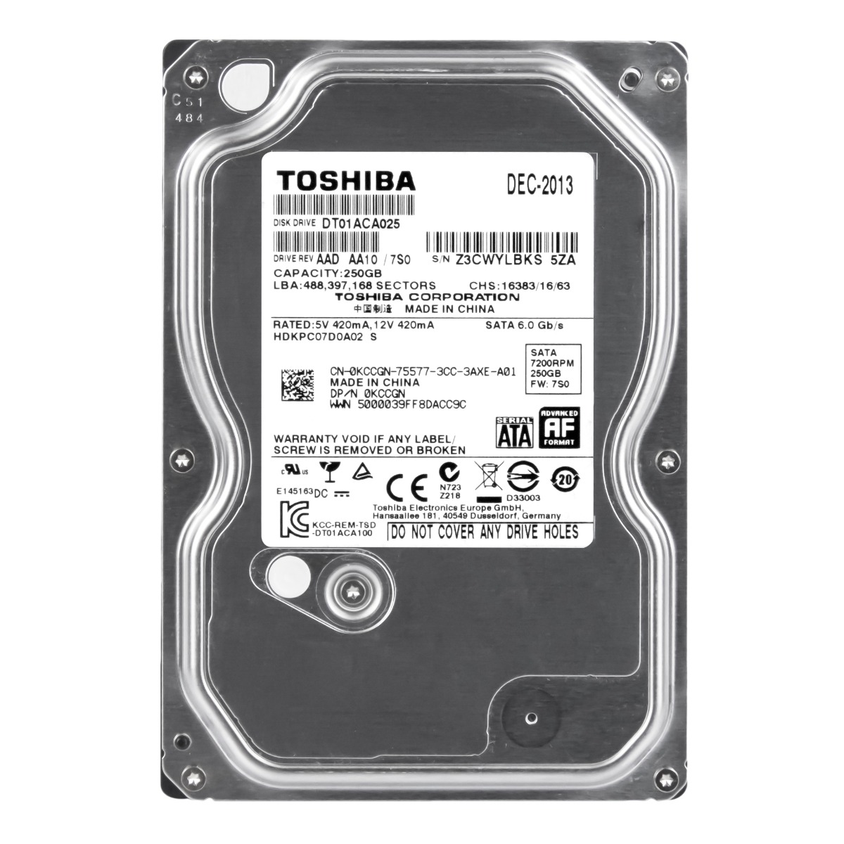 TOSHIBA 250 Go 7,2K 32 Mo SATA III 3,5'' DT01ACA025