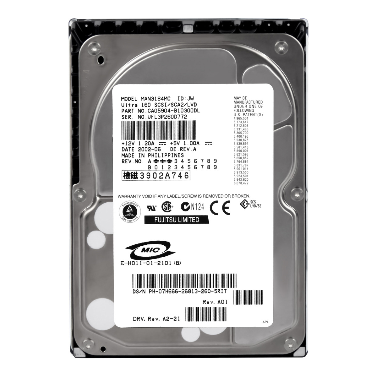 DELL 07H666 18,2 Go 10K 8 Mo SCSI U160 3,5'' MAN3184MC
