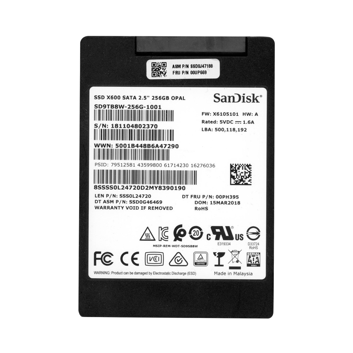 SANDISK X600 256 Go SSD SATA III 2,5'' SD9TB8W-256G-1001