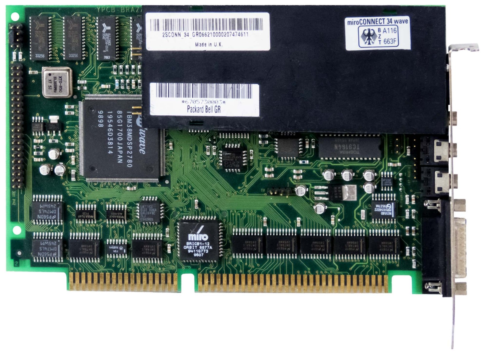 IBM / MIRO Mwave MDSP2780 2SCO34G CARTE SON AUDIO/MODEM ISA MIDI
