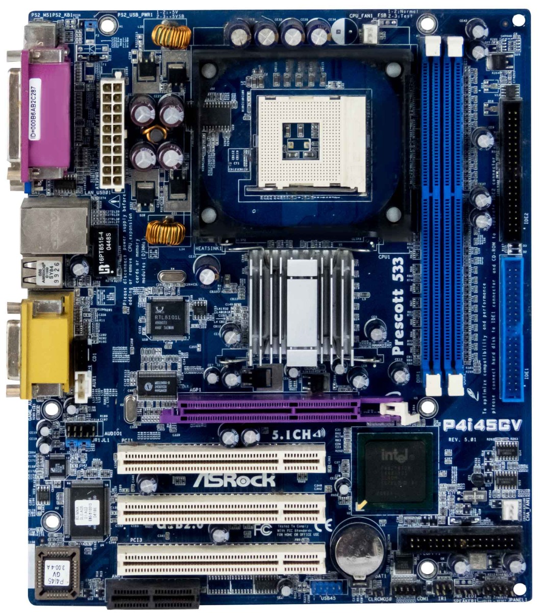 Carte mère ASROCK P4I45GV REV.5.01 INTEL 845GV Socket 478 DDR AGP PCI mATX