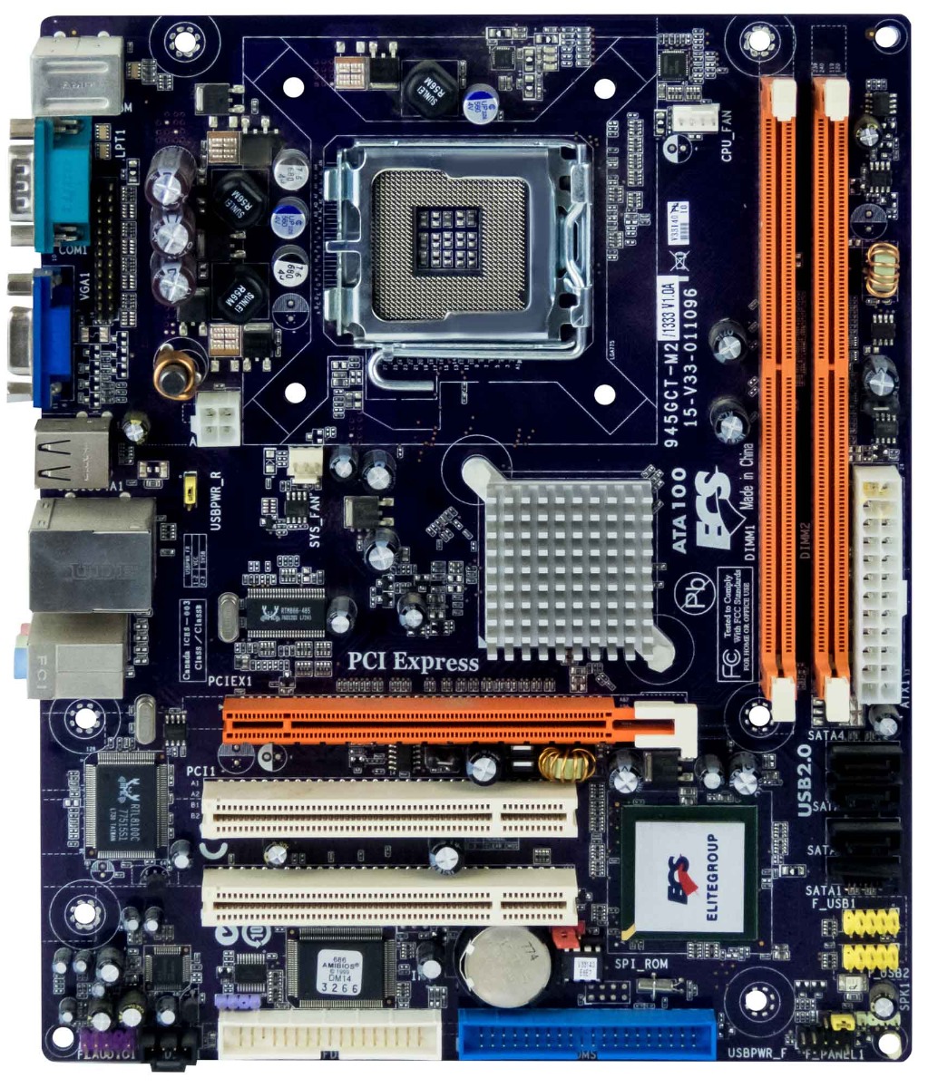 ECS 945GCT-M2/1333 V1.0A Socket LGA775 DDR2 PCIe PCI microATX