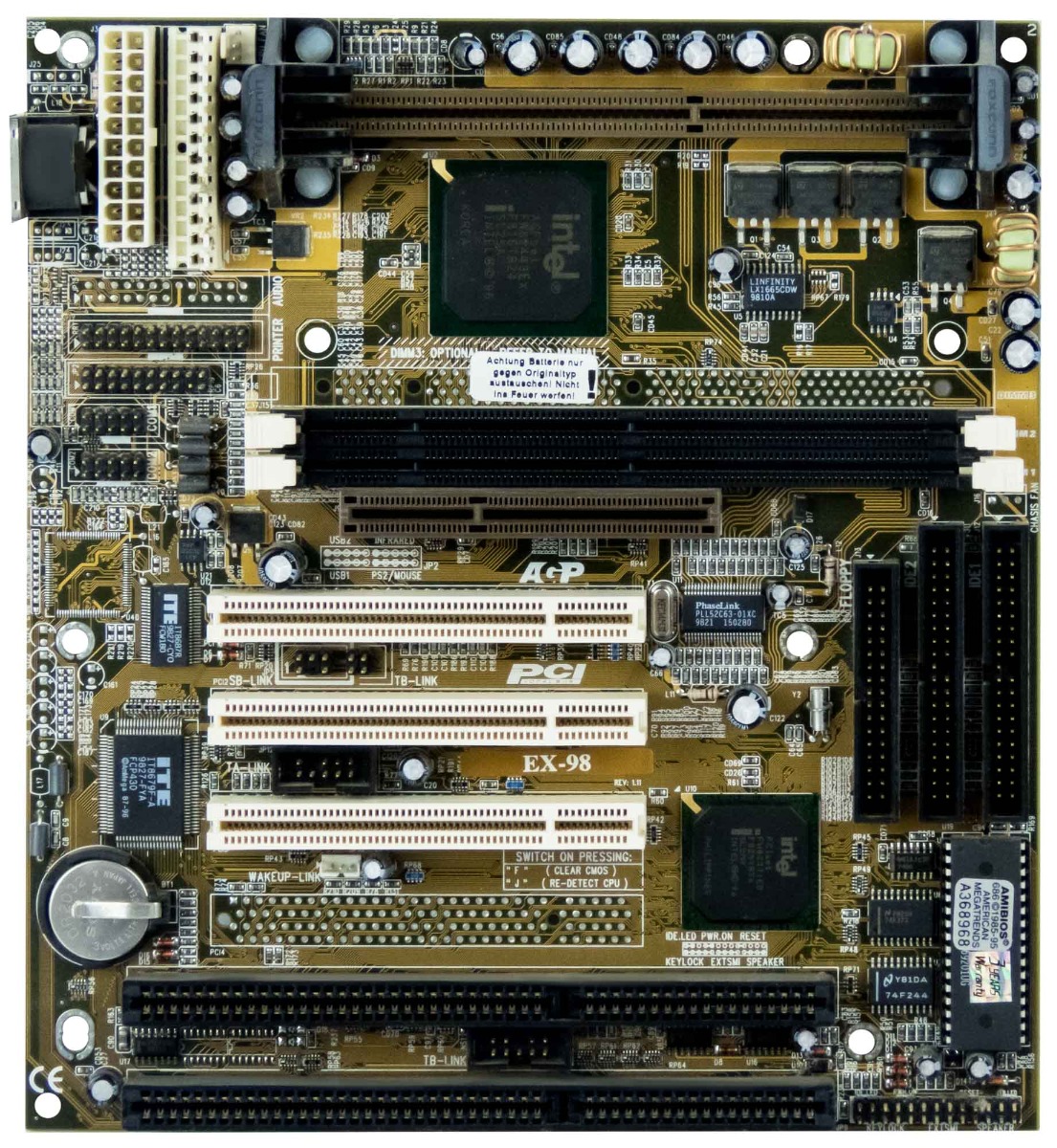 TOMATO BOARD EX-98 CARTE MÈRE SLOT 1 SDRAM AGP PCI ISA Baby-AT