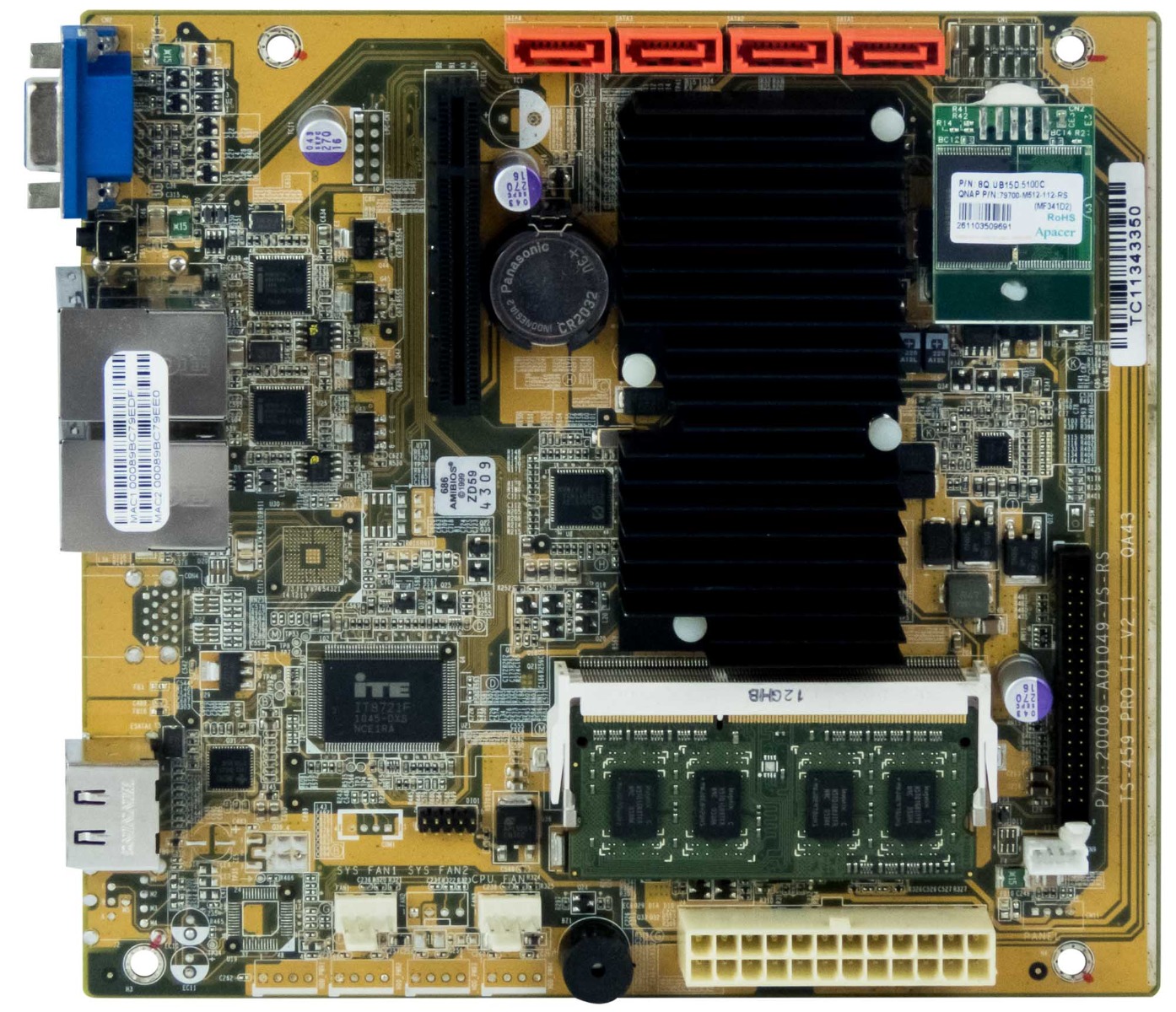 QNAP TS-459 PRO II V2.1 QA43 20006-A01049-YS-RS Carte mère 1GB DDR3