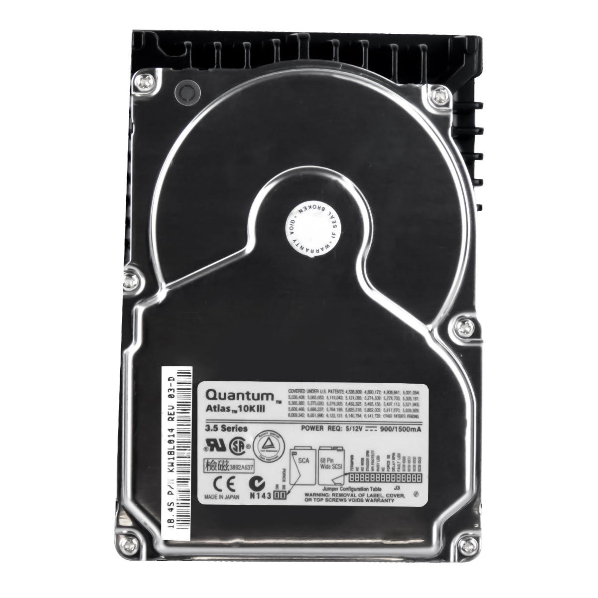 QUANTUM ATLAS 10KIII 18,4 Go 10K 8 Mo SCSI U160 3,5'' KW18L014
