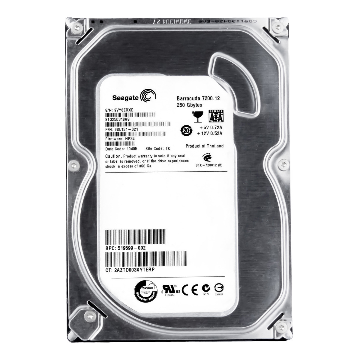 HP 519599-002 250GB 7.2K 8MB SATA II 3.5'' ST3250318AS