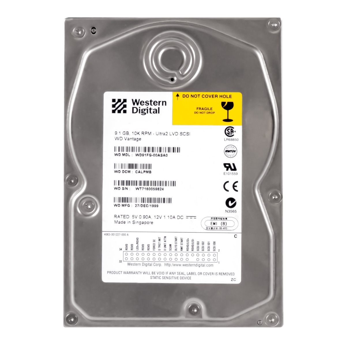 WD 9,1 Go 10K 2 Mo SCSI ULTRA2 3,5'' WD91FG-00ASA0