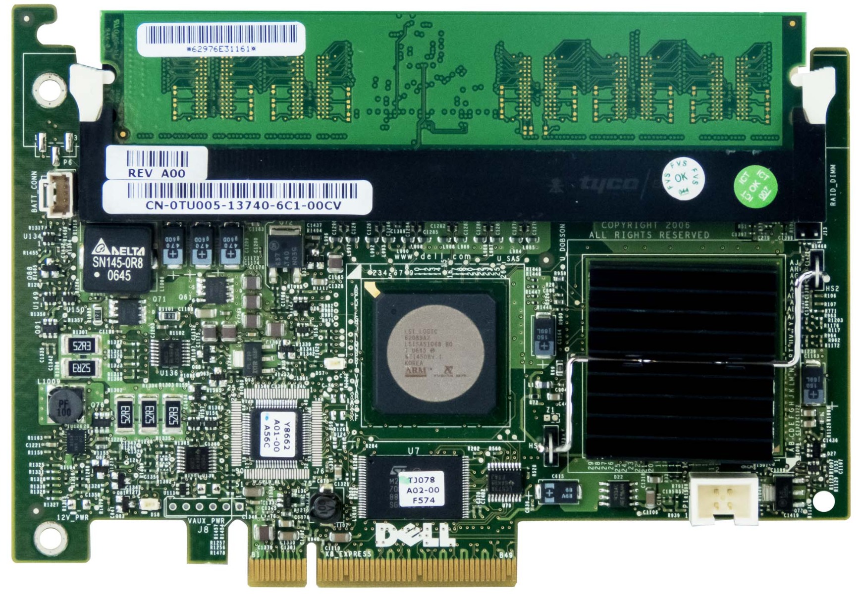 DELL 0TU005 PERC 5i SAS RAID Cache 256 Mo PCIe x8