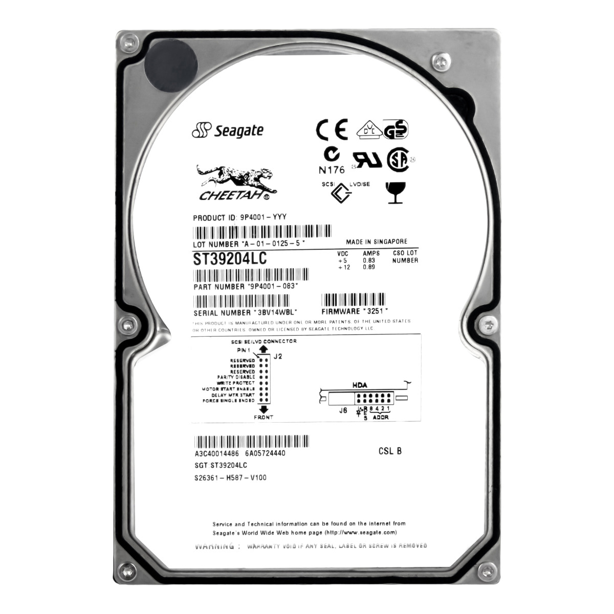 FUJITSU A3C40014486 9,1 Go 10K 4 Mo SCSI U160 3,5'' ST39204LC