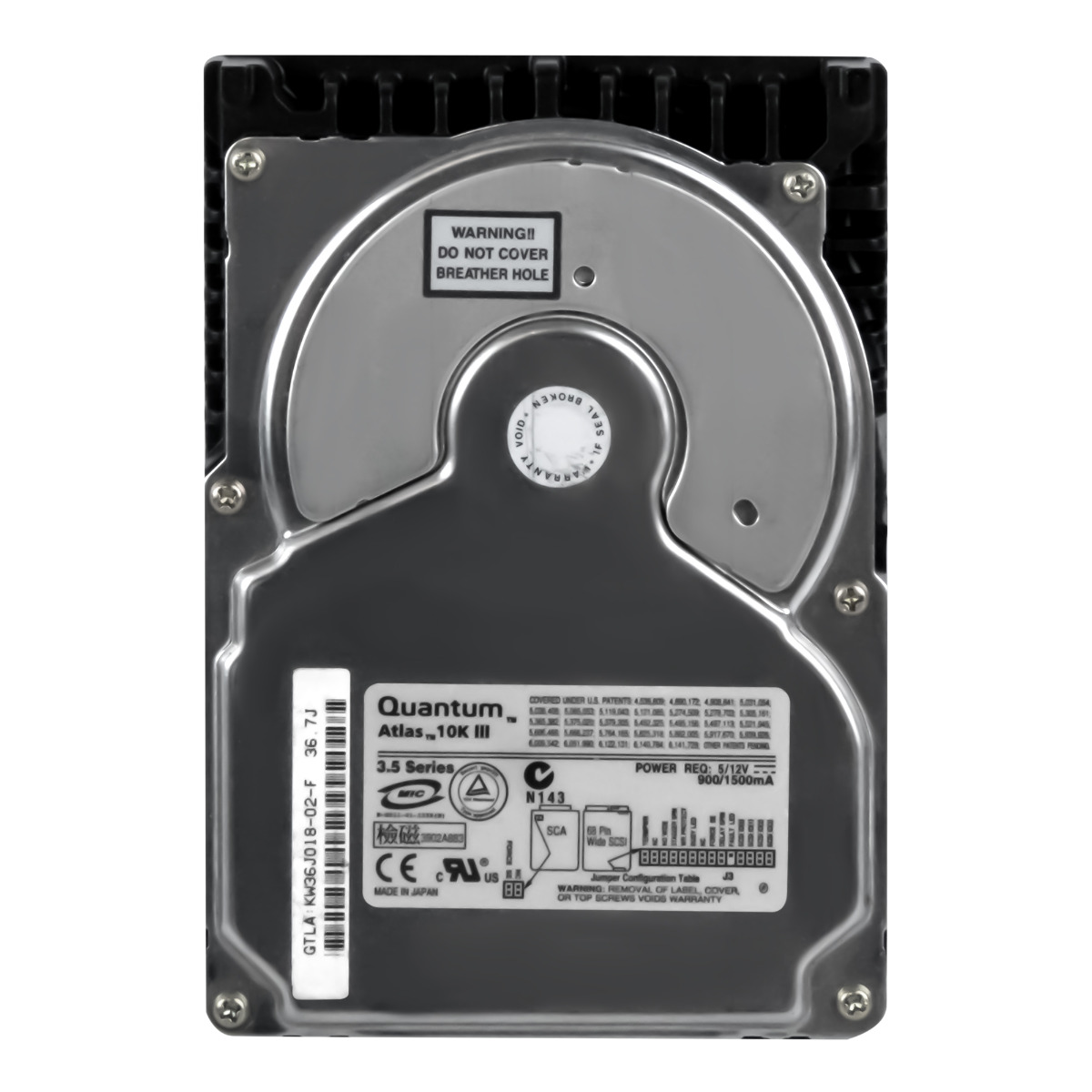 QUANTUM ATLAS 10K III 36 Go 10 000 tr/min 8 Mo SCSI U160 3,5'' KW36J018
