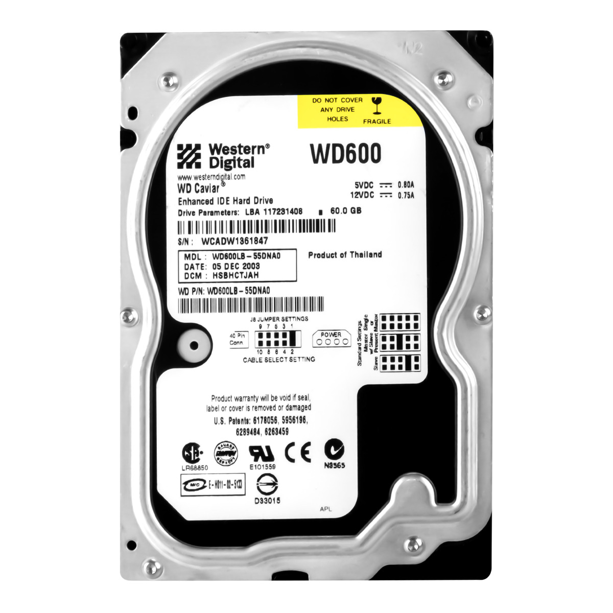 WD Caviar 60 Go 7,2K 2 Mo ATA 3,5'' WD600LB-55DNA0