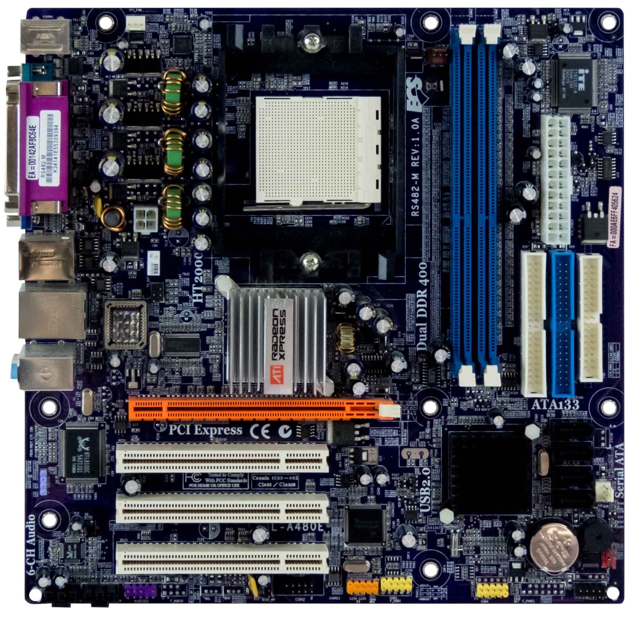 ECS L-A480E RS482-M s.939 DDR PCI PCIE microATX
