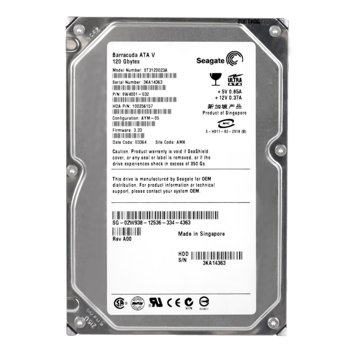 DELL 02W938 120GB 7.2K 2MB ATA 3.5'' ST3120023A