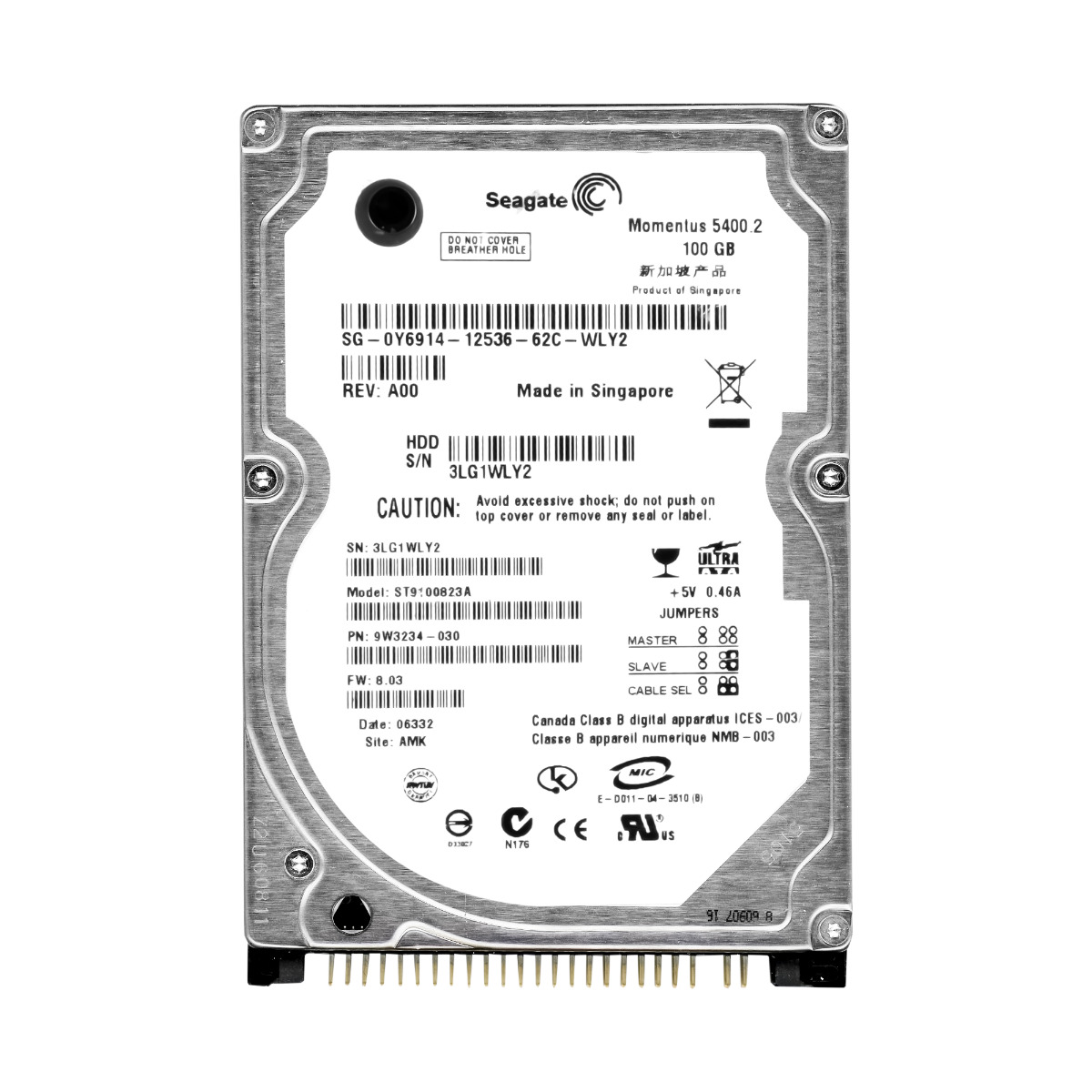 DELL 0Y6914 100 Go 5400 tr/min 8 Mo ATA 2,5'' ST9100823A