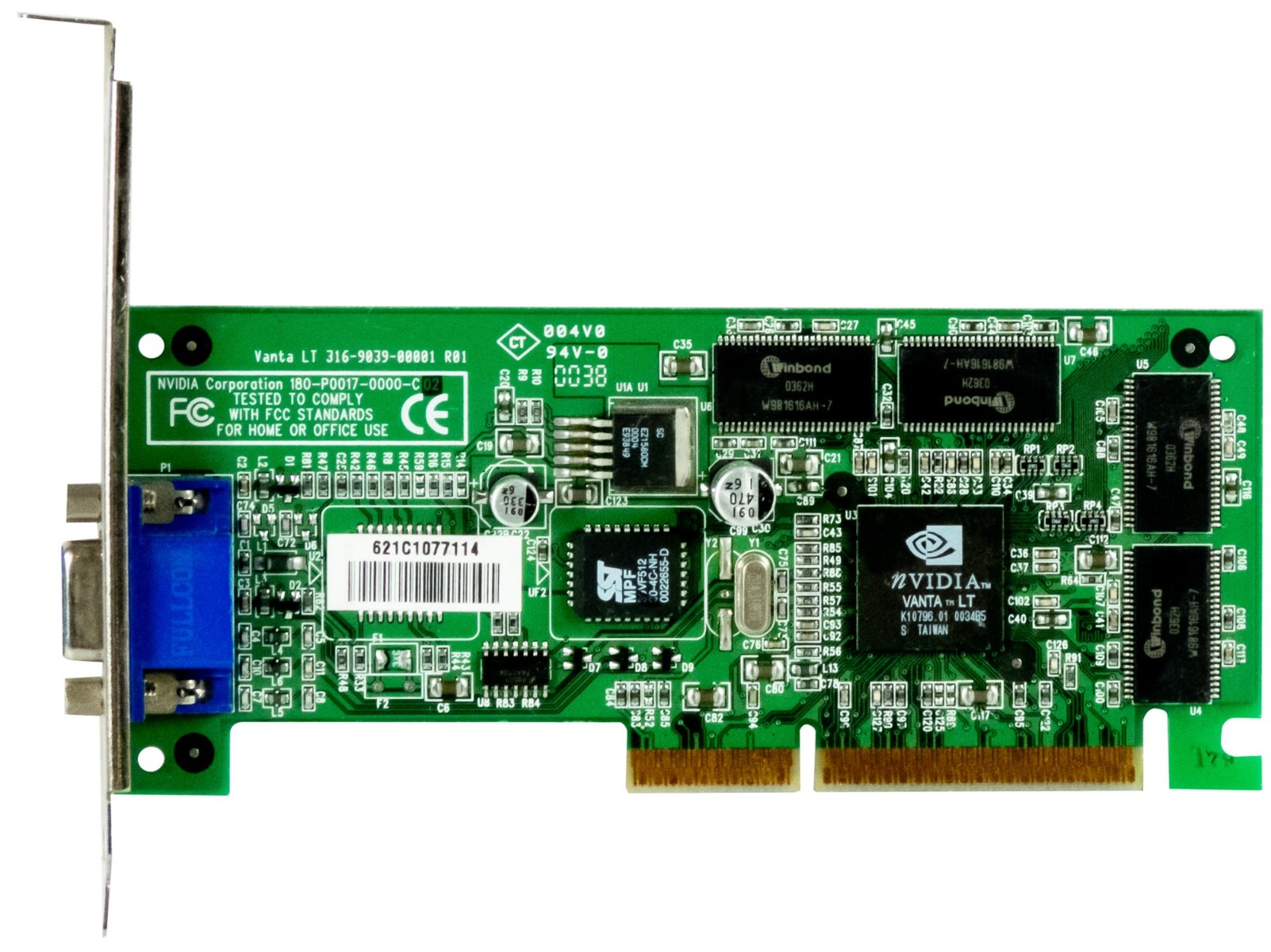 NVIDIA VANTA LT 16MB 180-P0017-0000-C02 316-9039-0001 AGP