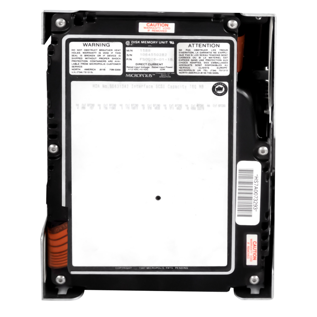 MICROPOLIS FS0026-01-1B 760 Mo 3,6K SCSI 50 broches 5,25'' 1588