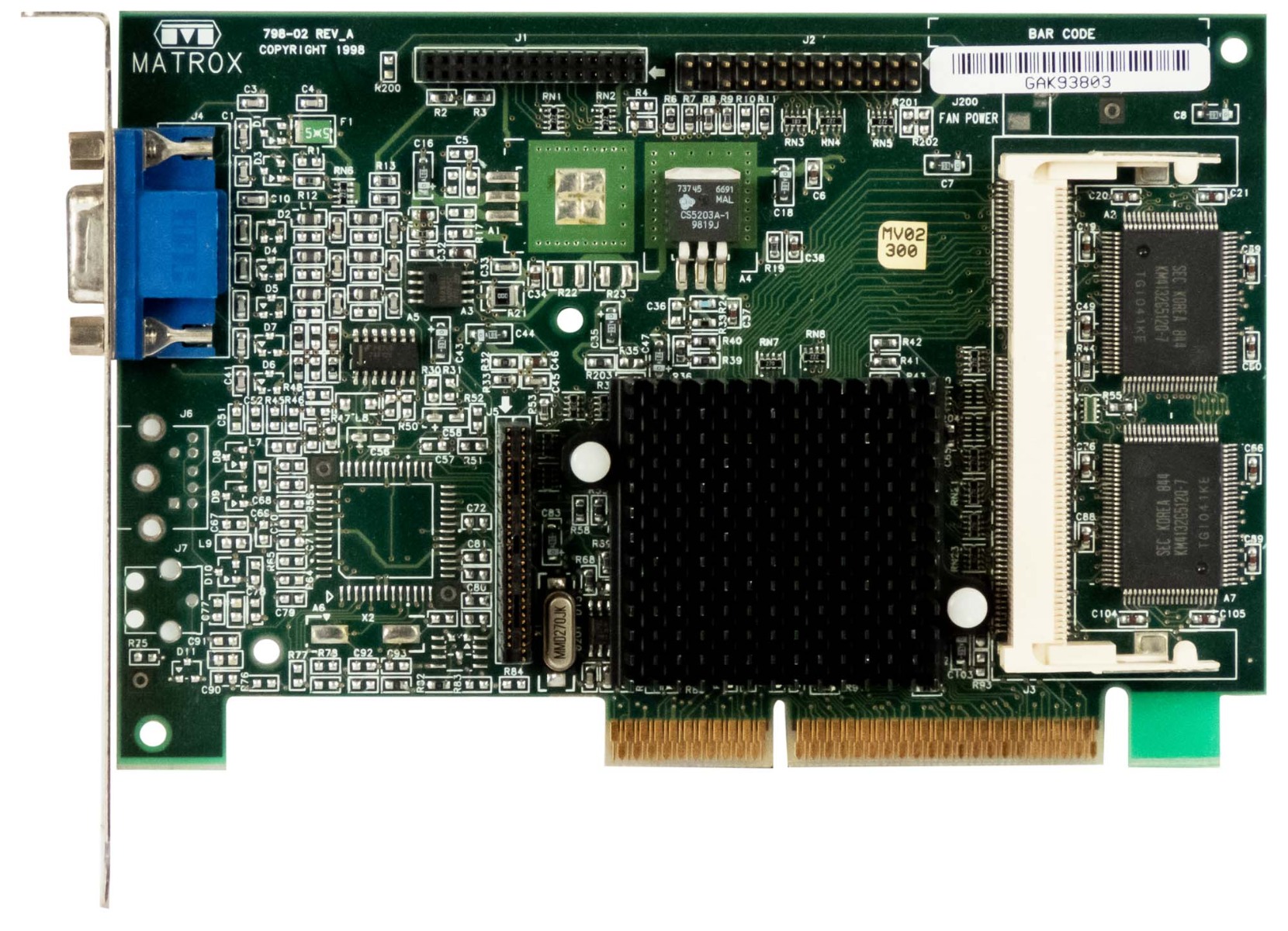 MATROX MILLENNIUM G200 8MB G2+/MILA/8BI/20 798-02 AGP