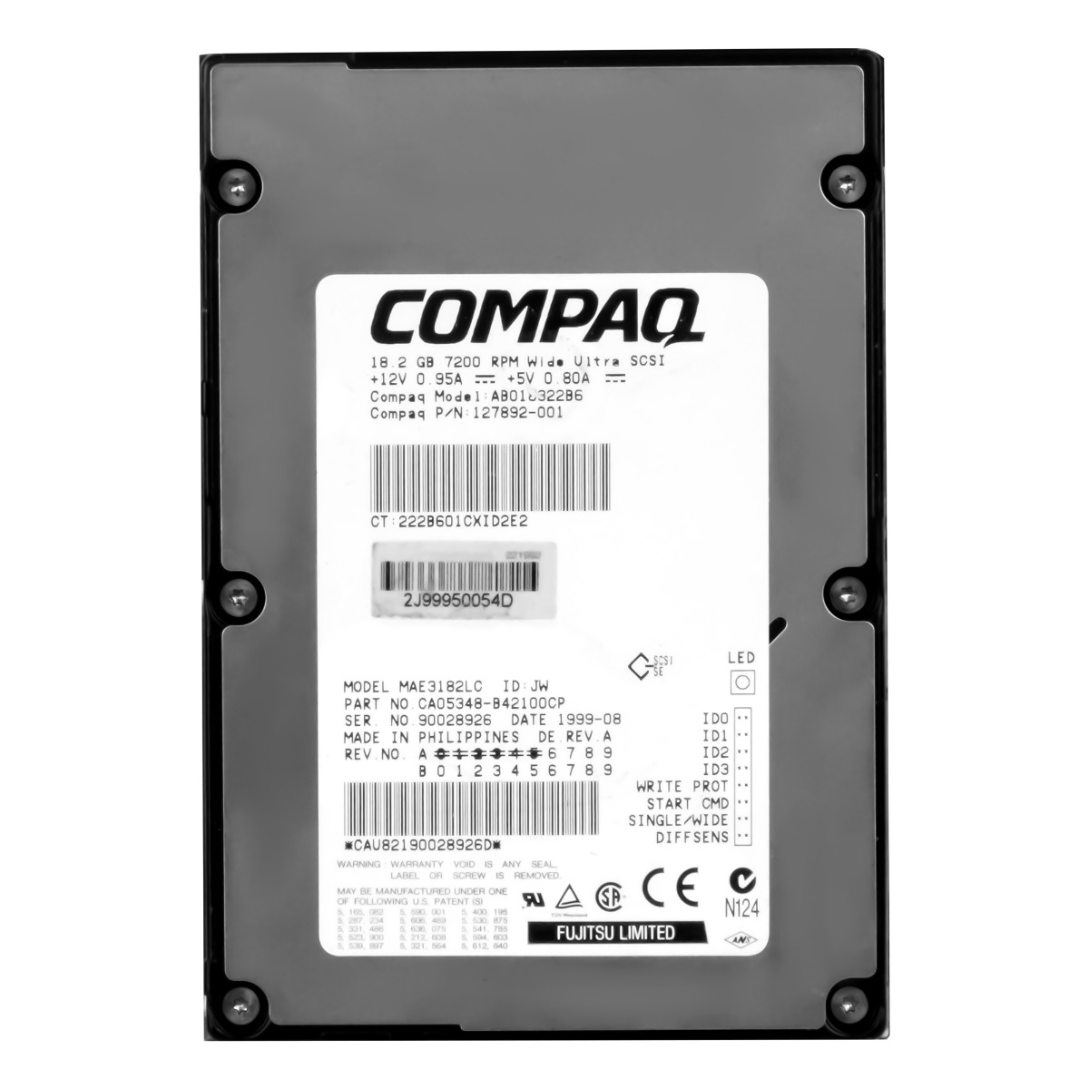COMPAQ 127892-001 18,2 Go 7 200 tr/min 1 Mo SCSI ULTRA2 WIDE 3,5'' AB018322B6