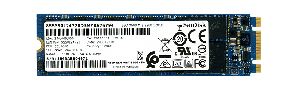 SanDisk SSD X600 128 Go TLC SATA III M.2 SD9SN8W-128G-1001