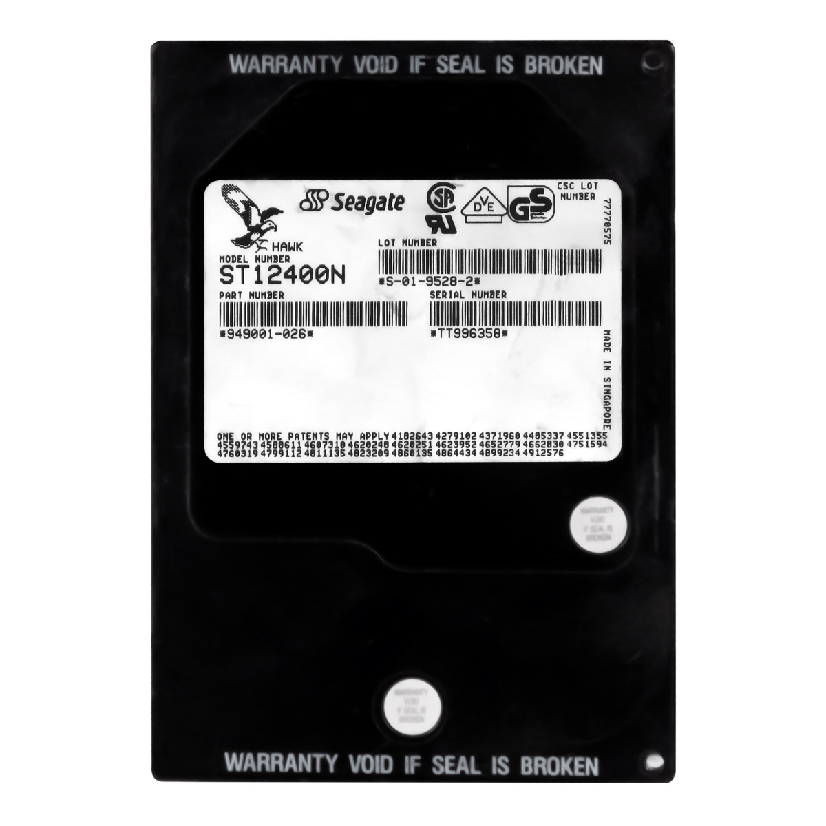 SEAGATE HAWK 2 2,15 Go 5,4K FAST SCSI 50 broches 3,5'' HH ST12400N