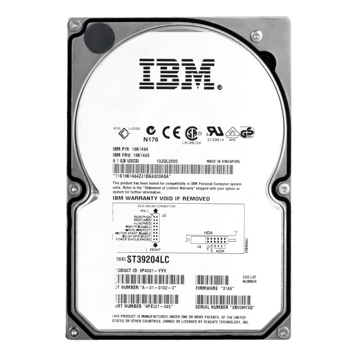 IBM 19K1465 9,1 Go 10 000 tr/min SCSI 80 broches U160 4 Mo ST39204LC