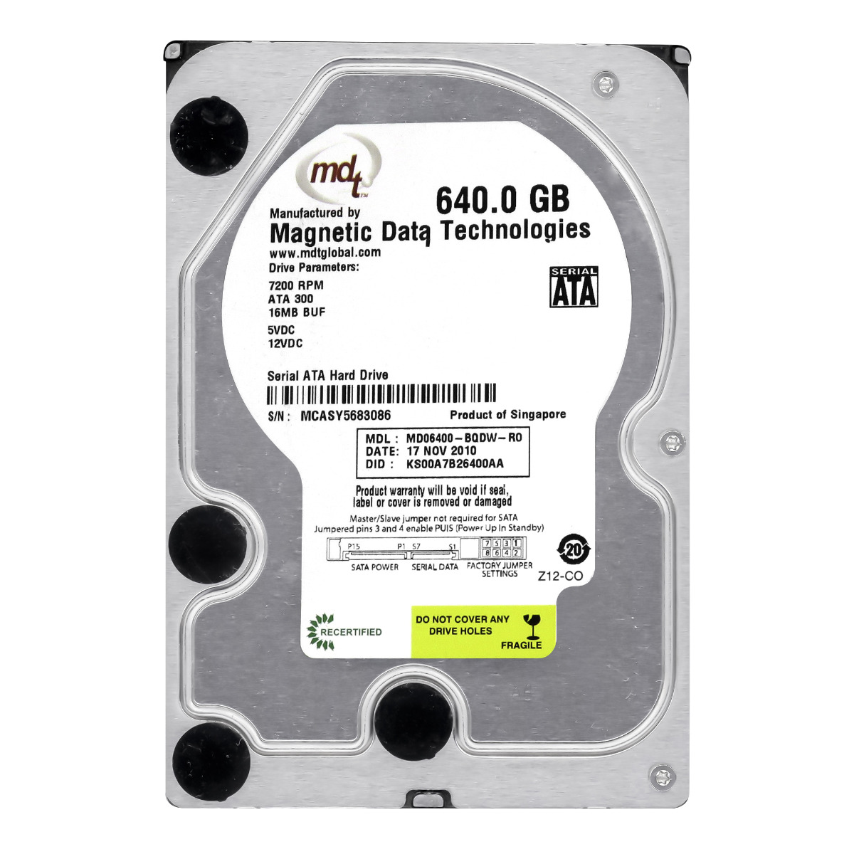MDT 640GB 7.2K 16MB SATA II 3,5'' MD06400-BQDW-RO