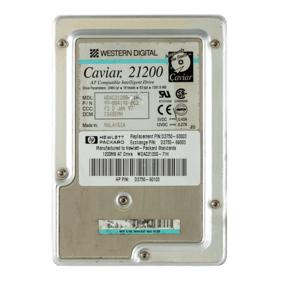 HP D2750-60103 / D2750-69003 1,2 Go 5,2K ATA 3,5'' WDAC21200-71H