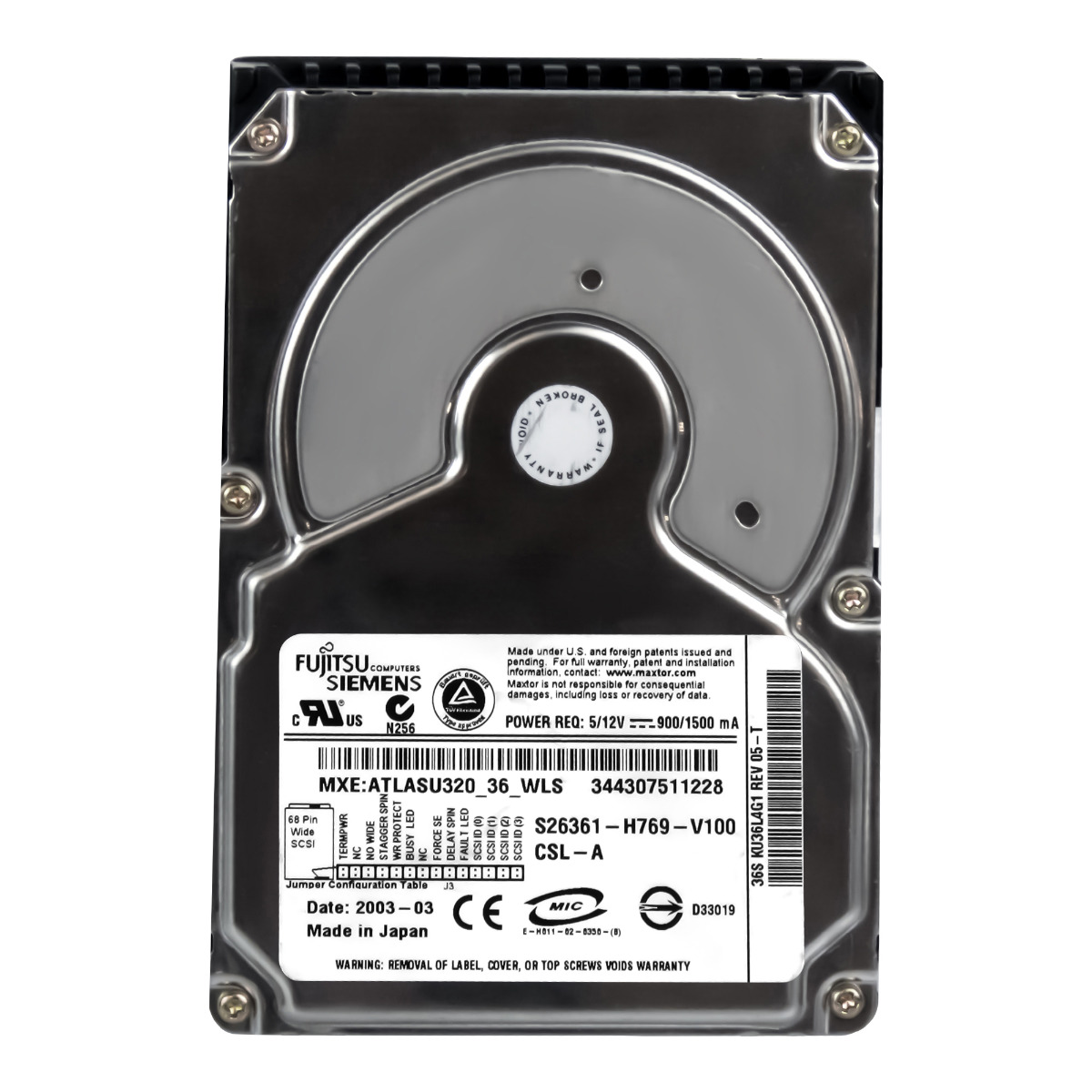 FUJITSU S26361-H769-V100 36GB 10K SCSI U320 3,5'' KU36L461