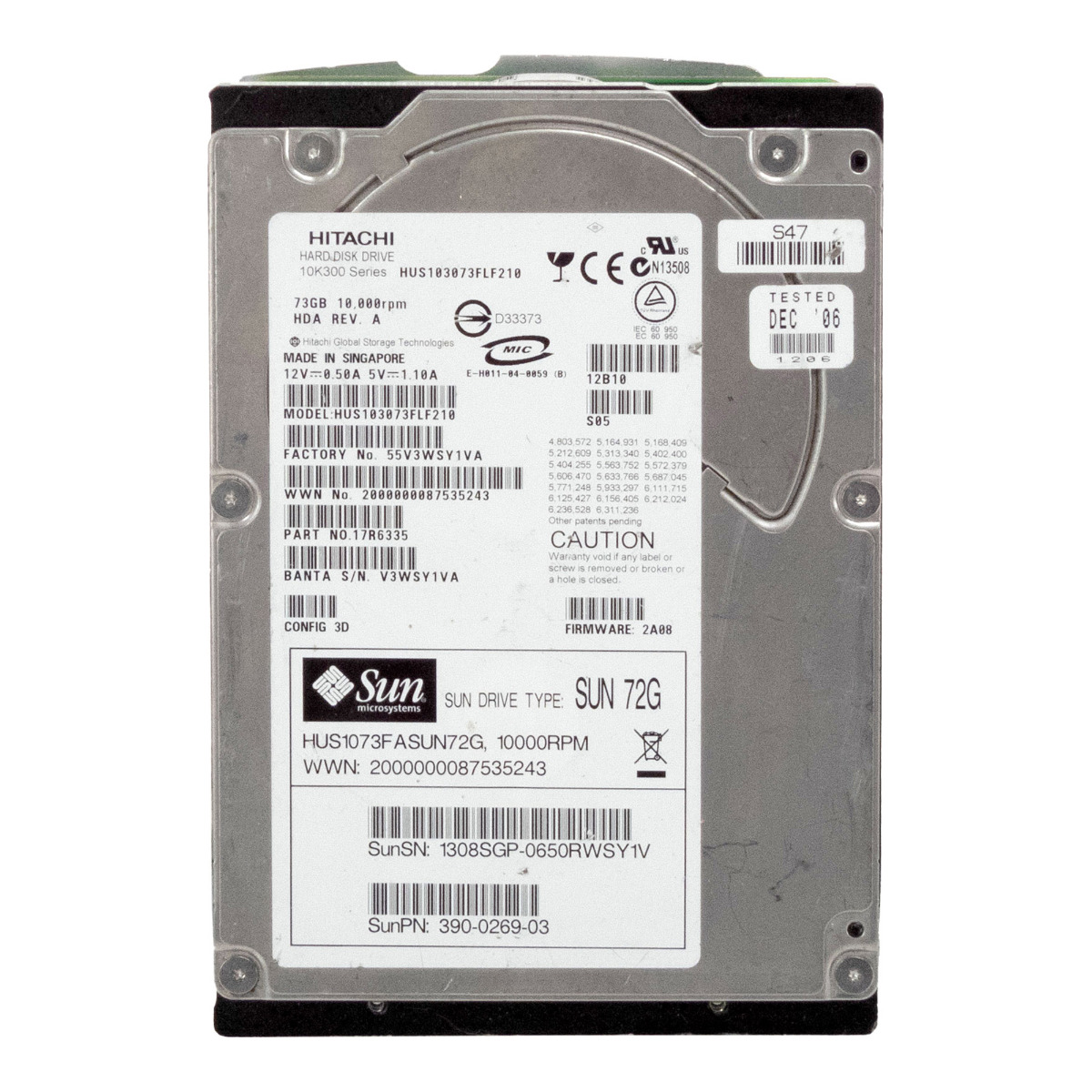 SUN 390-0269-03 73 Go 10 000 tr/min 8 Mo FC 3,5'' HUS1073FASUN72G