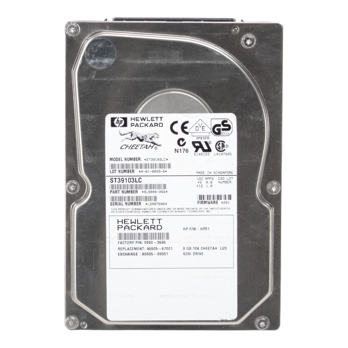 HP 0950-3685 A5505-67001 9,1 Go 10 000 tr/min SCSI U160 3,5'' ST39103LC