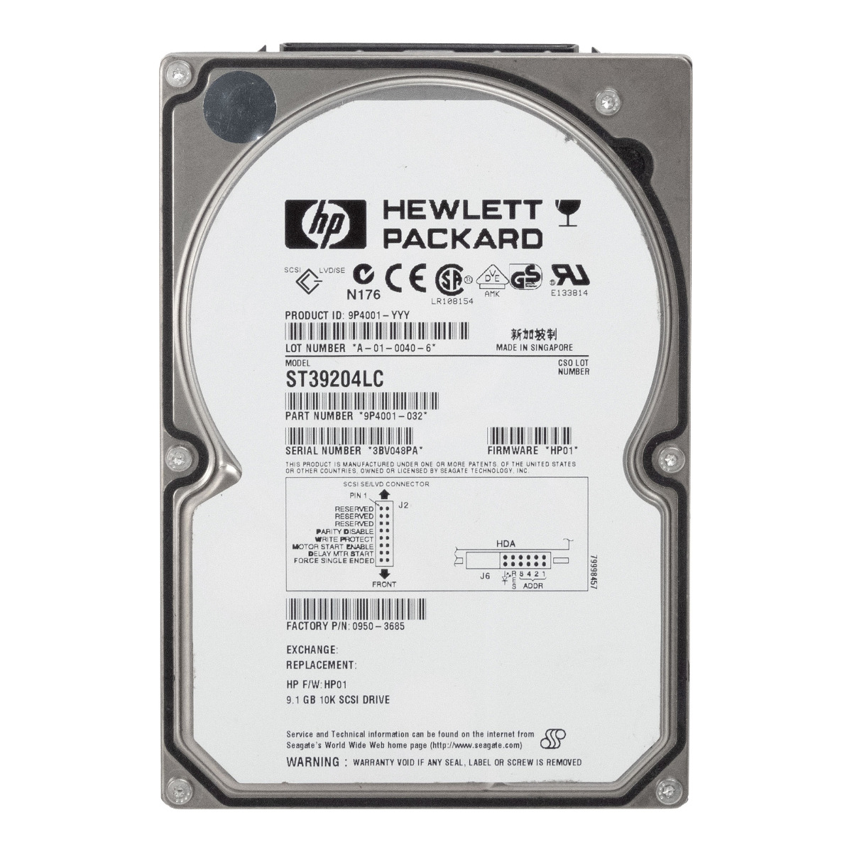 HP 0950-3685 9,1 Go 10 000 tr/min 4 Mo SCSI U160 3,5'' ST39204LC