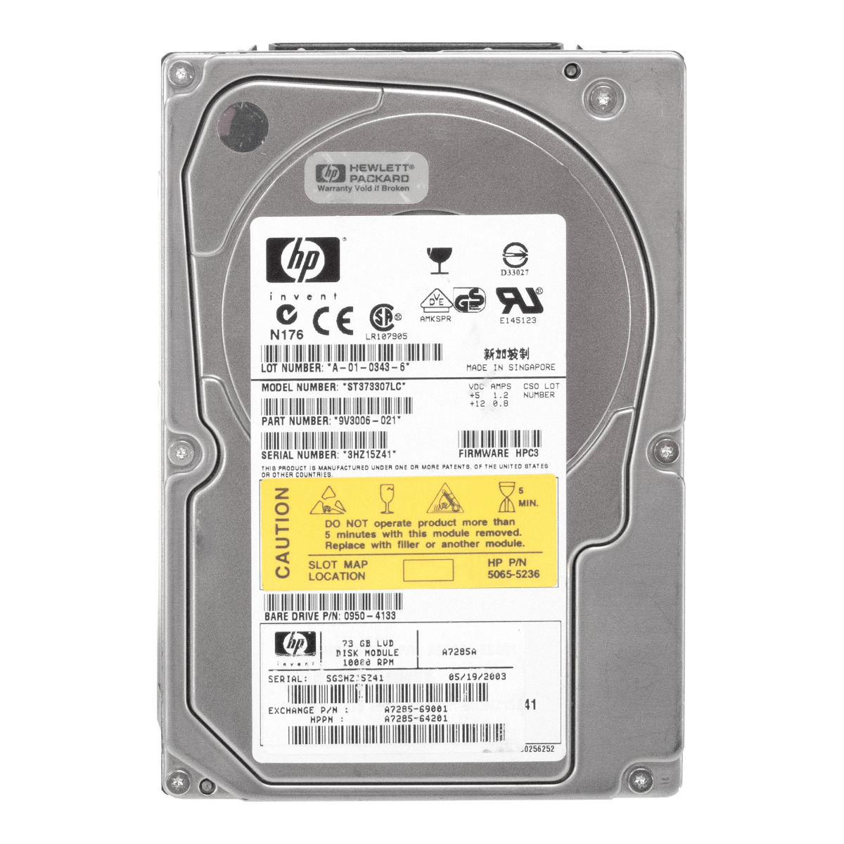 HP A7285-69001 73 Go SCSI 80 broches A7285-64201 10K tr/min ST373307LC