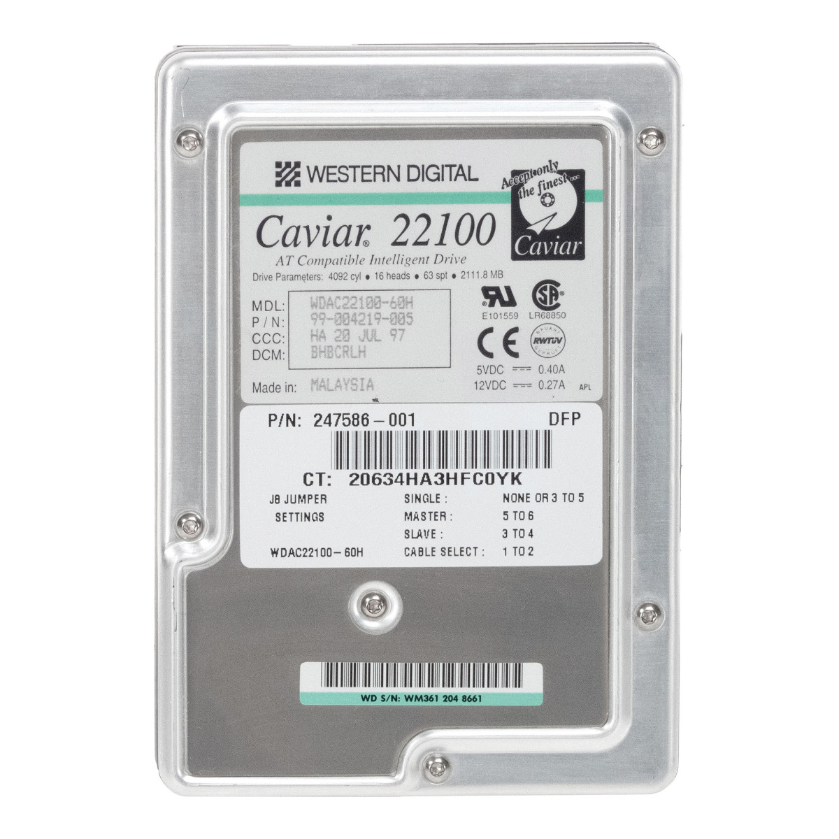 WD CAVIAR 22100 2,1 Go ATA 5,2K 3,5'' WDAC22100-00H