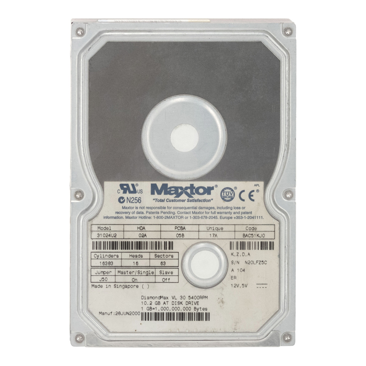 MAXTOR DiamondMax VL 30 10 Go 5,4K ATA 3,5'' 31024U2