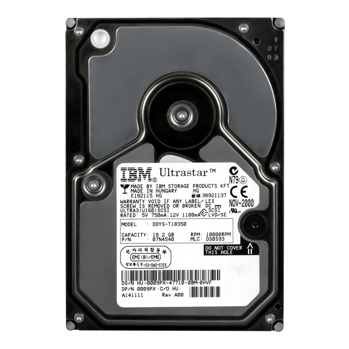 DELL 0009PX 18,2 Go 10K 4 Mo SCSI U160 3,5'' DDYS-T18350