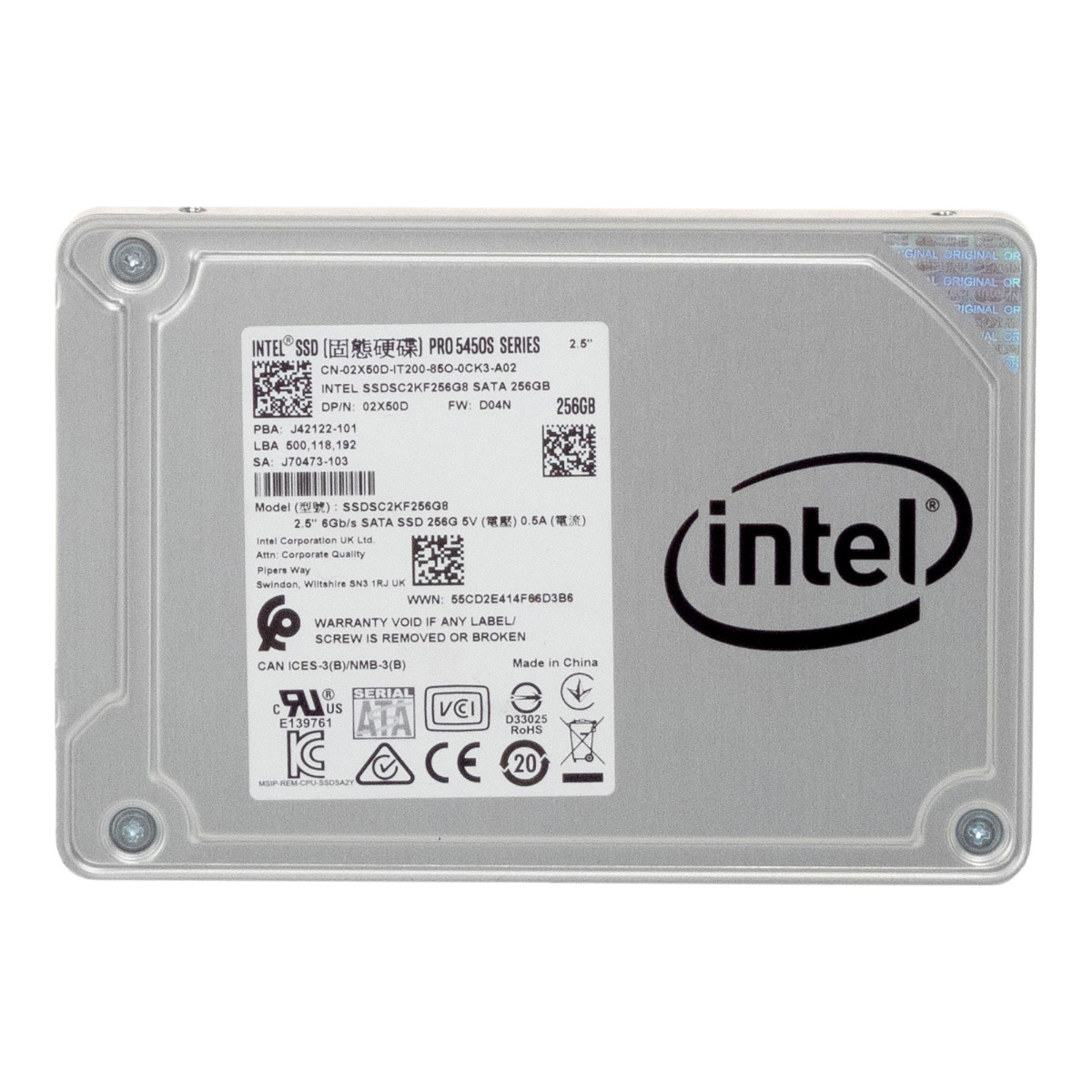 INTEL SSD PRO 5450s 256 Go TLC SATA III 2,5'' 02X50D SSDSC2KF256G8