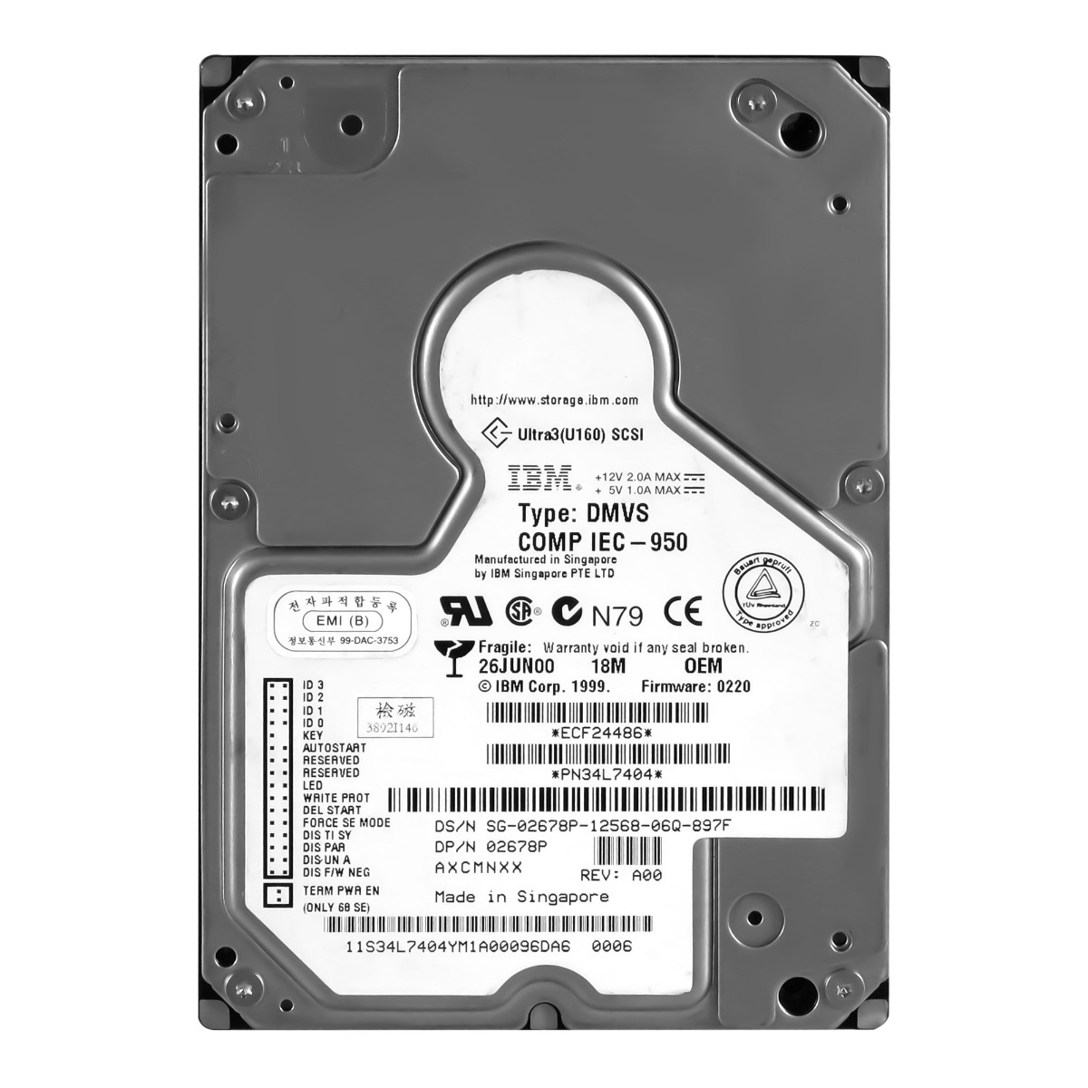 DELL 02678P 18,2 Go 10K 2 Mo SCSI U160 3,5'' 34L7404